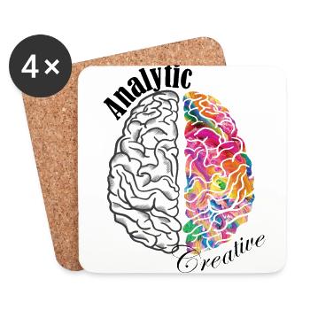 Cerveau créatif analytique Cerveau gauche Cerveau droit - Dessous de verre (lot de 4) - blanc - Devant