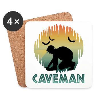 Caveman - Caving - Cave Explorer Speleology - Coasters (set of 4) - white - Front