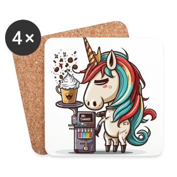 Licorne productrice de café - Dessous de verre (lot de 4) - blanc - Devant