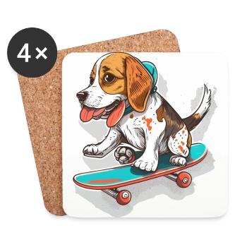Patte patineur - Dessous de verre (lot de 4) - blanc - Devant