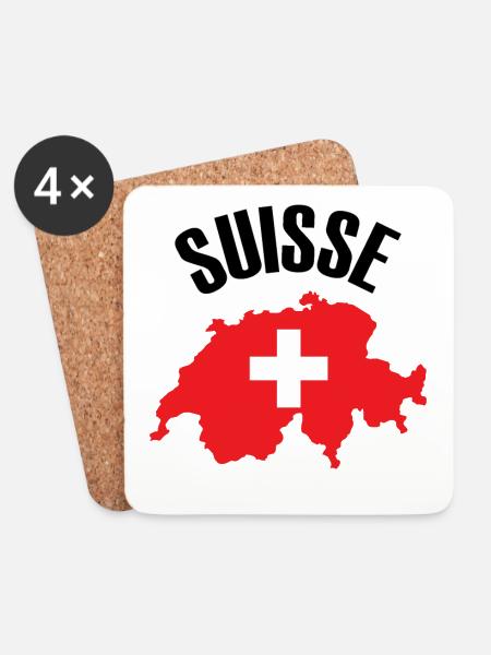 Schweiz - Schweiz Karte Schweizer Flagge - Untersetzer (4er-Set) - Weiß