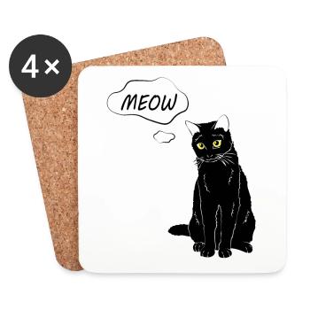 Cute Cat Meow - Amoureux des chats - Dessous de verre (lot de 4) - blanc - Devant