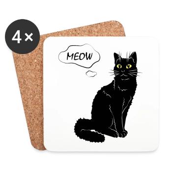 Miaou de chat mignon - Dessous de verre (lot de 4) - blanc - Devant