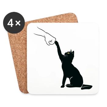 Black Cat Fist Bump - Coasters (set of 4) - white - Front