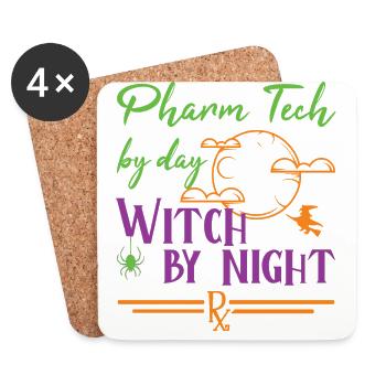 Pharmacy technician Halloween | Witch by night - Untersetzer (4er-Set) - Weiß - Vorne