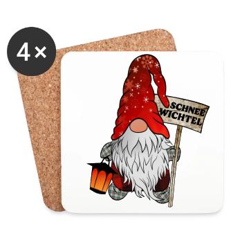 Snow Gnome – Funny Christmas Gnome - Coasters (set of 4) - white - Front
