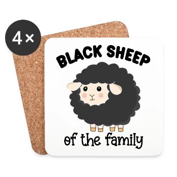 Mouton noir de la famille - Dessous de verre (lot de 4) - blanc - Devant
