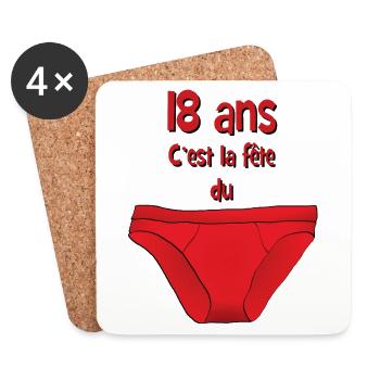 18ans - Dessous de verre (lot de 4) - blanc - Devant