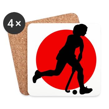 hockey_woman_b_2c - Untersetzer (4er-Set) - Weiß - Vorne