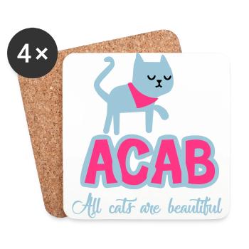 All Cats Are Beautiful - Coasters (set of 4) - white - Front