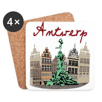 Brabo Antwerpen - Untersetzer (4er-Set) - Weiß - Vorne