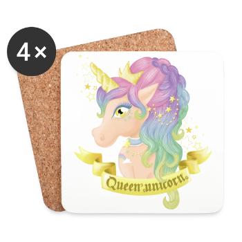 Queen pastel unicorn - Dessous de verre (lot de 4) - blanc - Devant