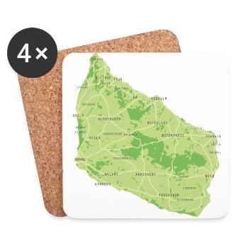 Carte de Bornholmer - Dessous de verre (lot de 4) - blanc - Devant