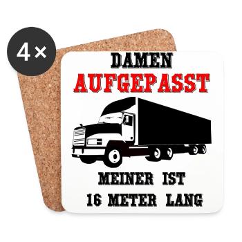 Damen, aufgepasst! Meiner ist 16 Meter lang! - Untersetzer (4er-Set) - Weiß - Vorne