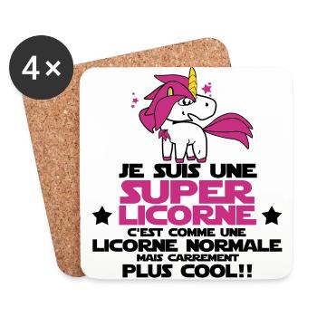 une super licorne - Dessous de verre (lot de 4) - blanc - Devant