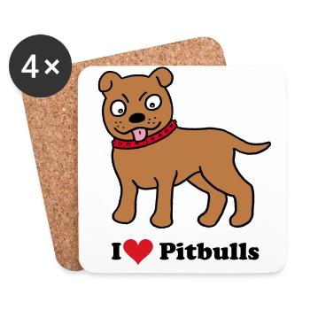 Dog, pit bull - Coasters (set of 4) - white - Front