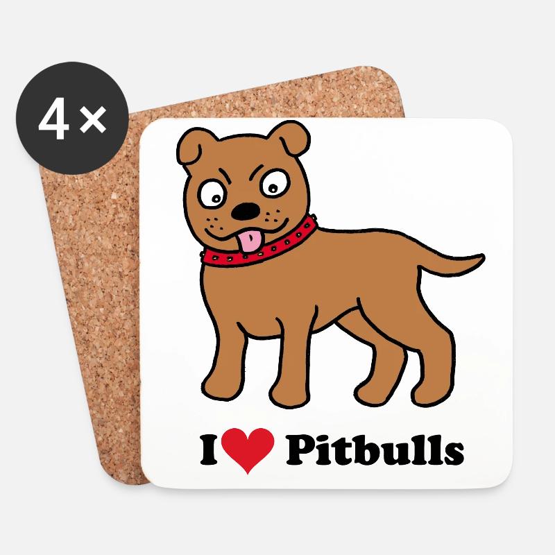 Hund, Pitbull - Untersetzer (4er-Set) - Weiß