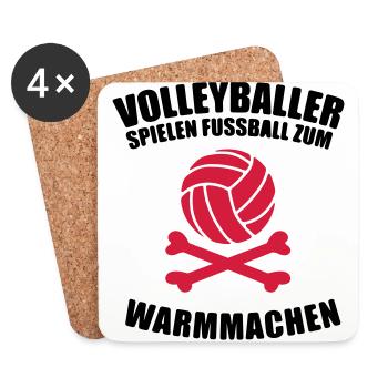 Volleyballer spielen Fußball zum warm machen - Untersetzer (4er-Set) - Weiß - Vorne