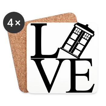 Love schwarz - Untersetzer (4er-Set) - Weiß - Vorne