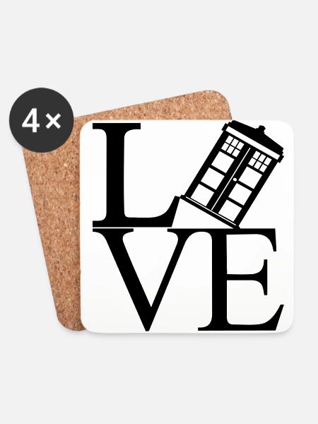 Love schwarz - Untersetzer (4er-Set) - Weiß