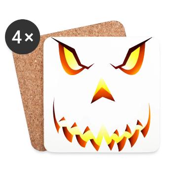 Halloween Kürbis böses Gesicht Verkleidung Pumpkin - Untersetzer (4er-Set) - Weiß - Vorne
