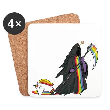 Einhorn Tod Sensenmann lustig Geschenk Weihnachten - Untersetzer (4er-Set) - Weiß - Vorne
