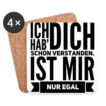 lustige Sprüche IST MIR EGAL Geschenk - Untersetzer (4er-Set) - Weiß - Vorne