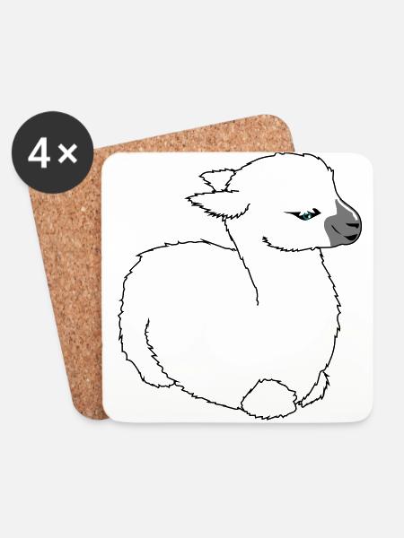 Baby llama - Coasters (set of 4) - white