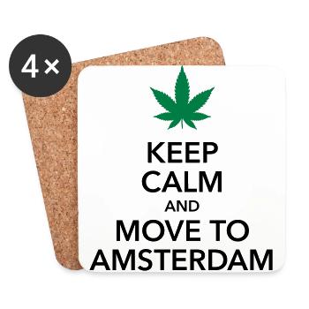 keep calm move to Amsterdam Holland Cannabis Weed - Untersetzer (4er-Set) - Weiß - Vorne