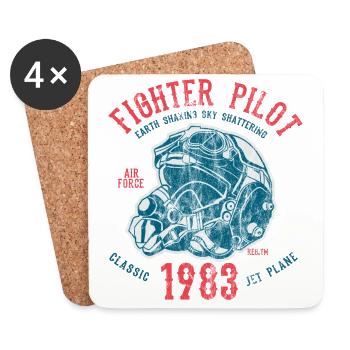 FIGHTER PILOT - fighter jet pilot motif - Coasters (set of 4) - white - Front
