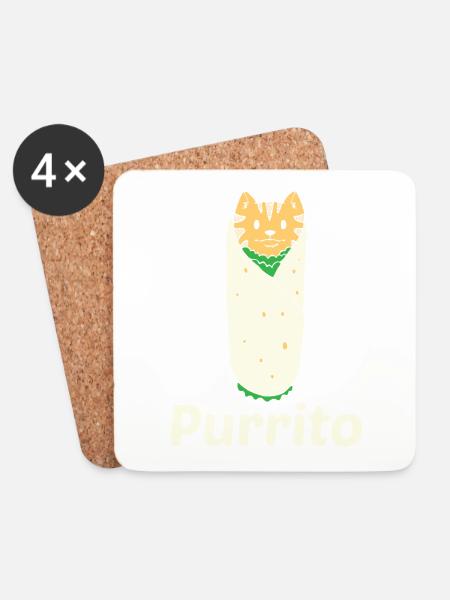 Purrito - Katzen Burrito schnurren Katze Kätzchen - Untersetzer (4er-Set) - Weiß