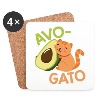 Cats: Avo-Gato - Coasters (set of 4) - white - Front