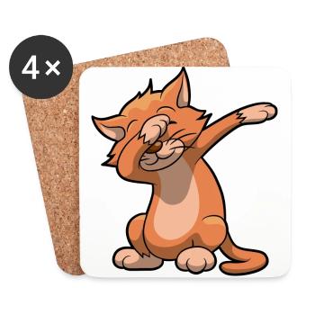 danse dab Chat drôle de cadeau d'anniversaire - Dessous de verre (lot de 4) - blanc - Devant