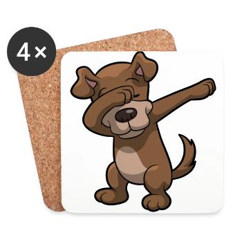 chien tamponnant enfant drôle de cadeau d'anniversaire - Dessous de verre (lot de 4) - blanc - Devant
