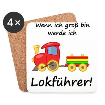 Lokführer Kinder - Untersetzer (4er-Set) - Weiß - Vorne