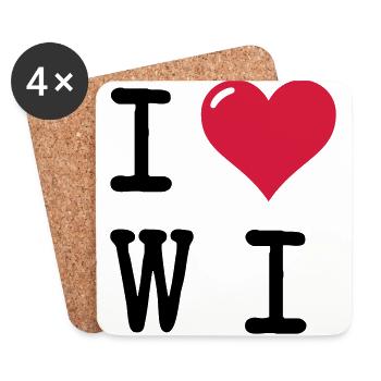 Ich liebe Wiesbaden / I Love WI (Geschenk) - Untersetzer (4er-Set) - Weiß - Vorne