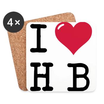 Ich liebe BREMEN / I Love HB (Geschenk) - Untersetzer (4er-Set) - Weiß - Vorne