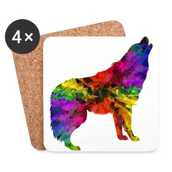 Wolf rainbow - Coasters (set of 4) - white - Front