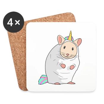 Hamster in a Unicorn Costume - Rodent Lovers - Coasters (set of 4) - white - Front