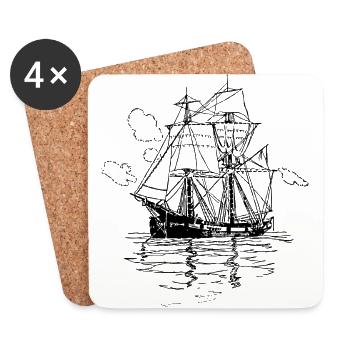 pirate ship boat pirat piratenschiff schiff skull1 - Untersetzer (4er-Set) - Weiß - Vorne