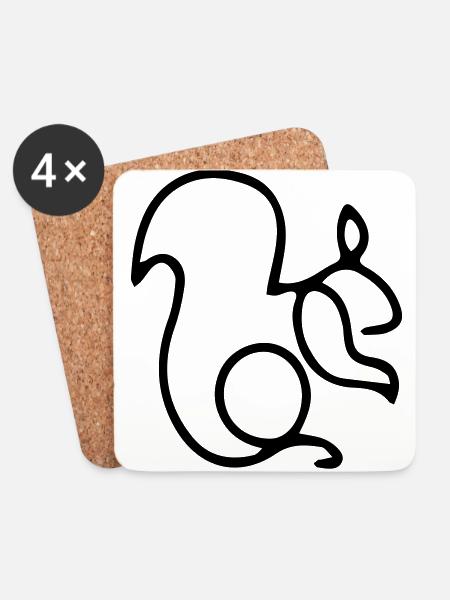 Einschnadiges Eichhörnchen - Untersetzer (4er-Set) - Weiß