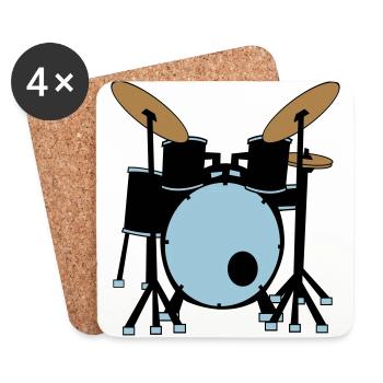 Batterie Instrument Idée Cadeau Musique Groupe - Dessous de verre (lot de 4) - blanc - Devant