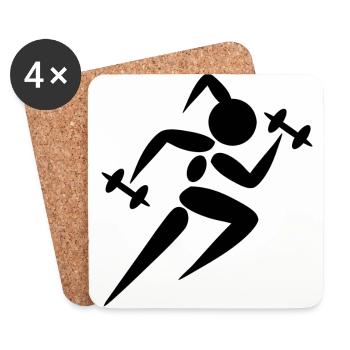Woman dumbbell dumbbell workout GYM - Coasters (set of 4) - white - Front