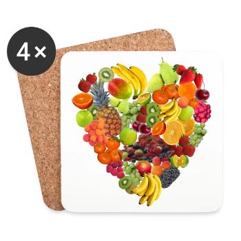 Fruit Heart Frutarian Vegan Healthy Gift - Coasters (set of 4) - white - Front