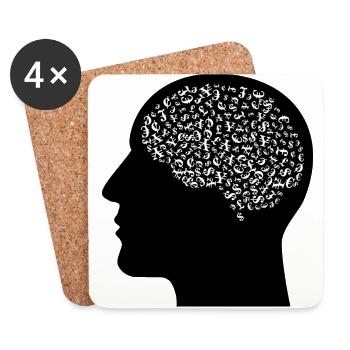 Brain full of currencies - Coasters (set of 4) - white - Front