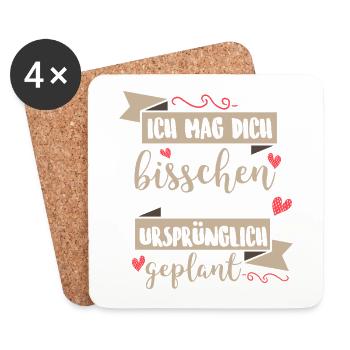 Ich mag dich ein bisschen mehr als geplant - Untersetzer (4er-Set) - Weiß - Vorne