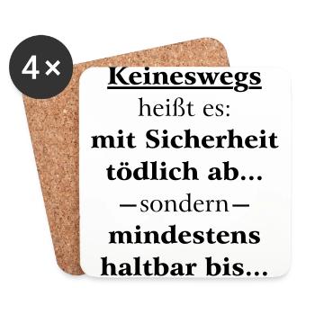 Mindestens haltbar bis - Korrektur - Untersetzer (4er-Set) - Weiß - Vorne