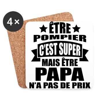 être pompier c'est super être papa pas de prix - Dessous de verre (lot de 4) - blanc - Devant