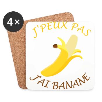 J'peux pas, j'ai banane - Dessous de verre (lot de 4) - blanc - Devant