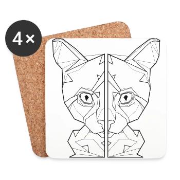 cat lover gift friend kitten shirt - Coasters (set of 4) - white - Front